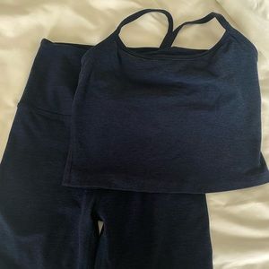 Beyond Yoga navy blue workout set